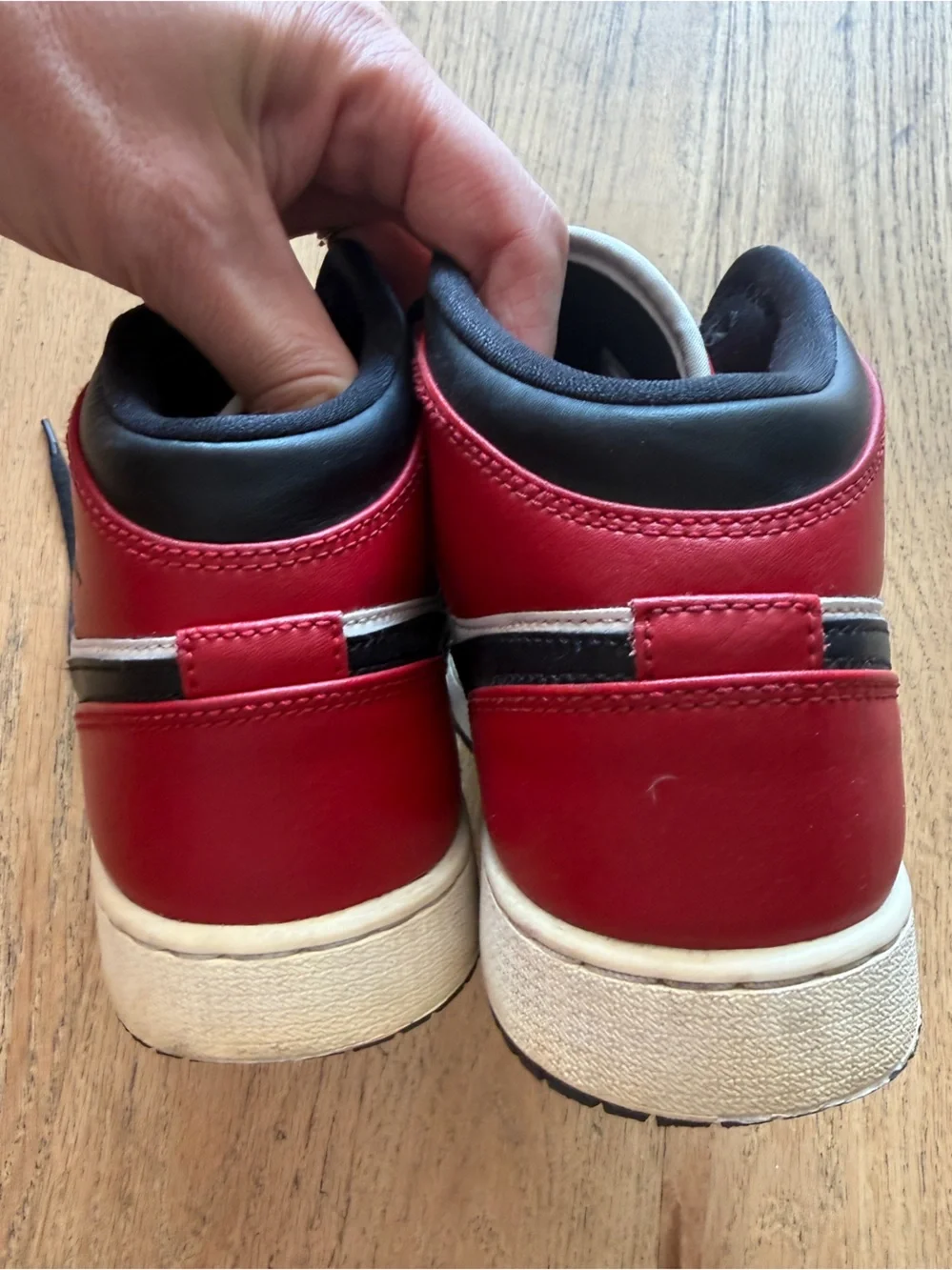Jordan AJ 1 Mid - Nike Kids Red White and Black Mid-Top Sneakers